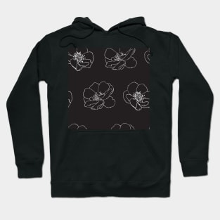 White flowers on dark grey Hoodie